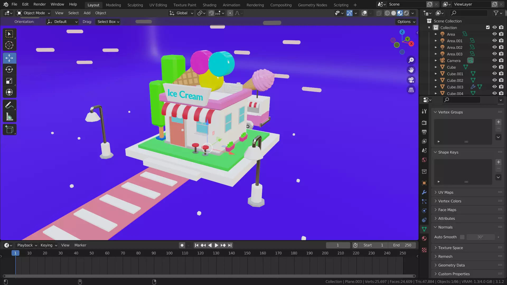 Foto kelas 3D Lowpoly with Blender: Modeling Ice Cream Store