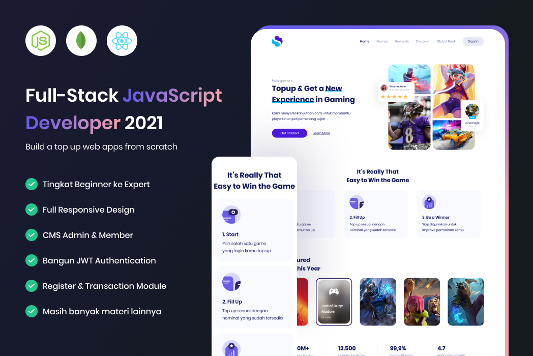 Hasil karya Full-Stack JavaScript Developer 2021: Website Top Up Voucher Game di BuildWithAngga