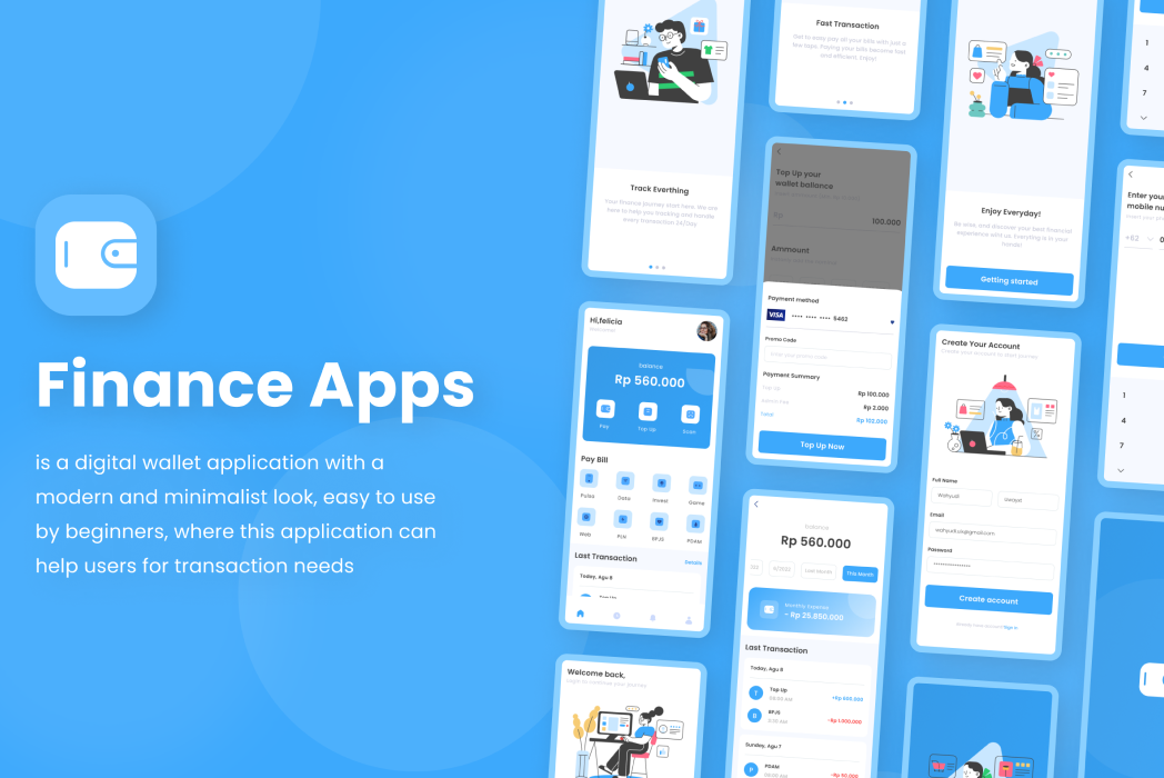 Hasil karya projek Finance Apps belajar design dan code di BuildWithAngga