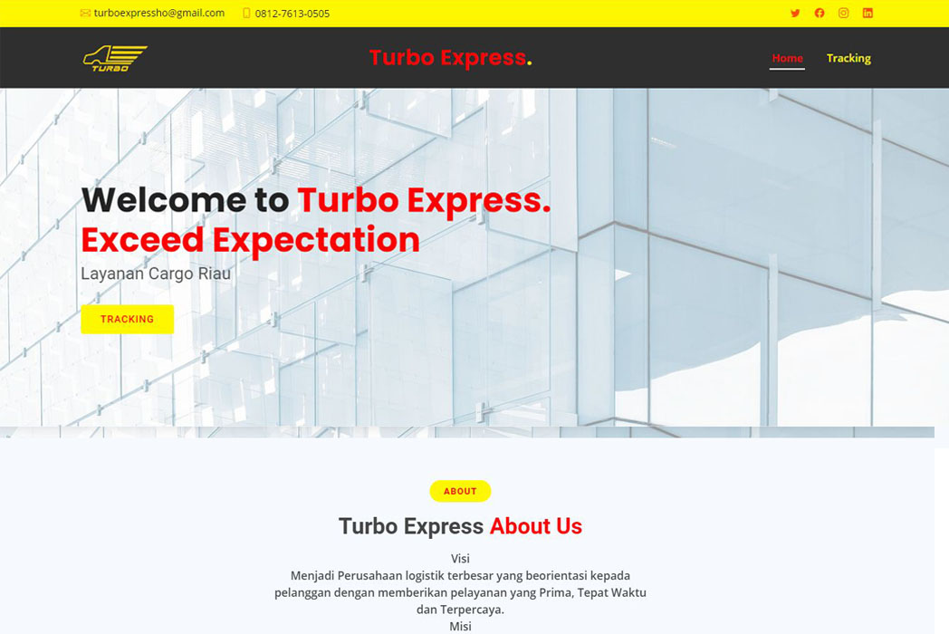 Hasil karya projek turbo express (app cargo) belajar design dan code di BuildWithAngga
