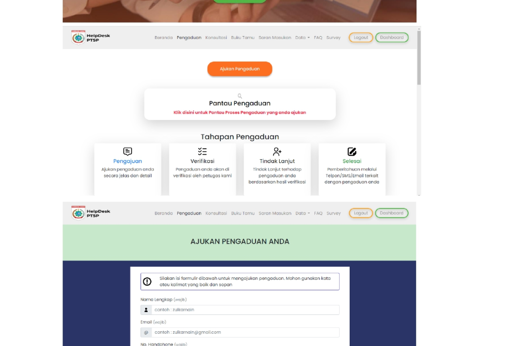 Hasil karya Layanan Publik e-Helpdesk di BuildWithAngga