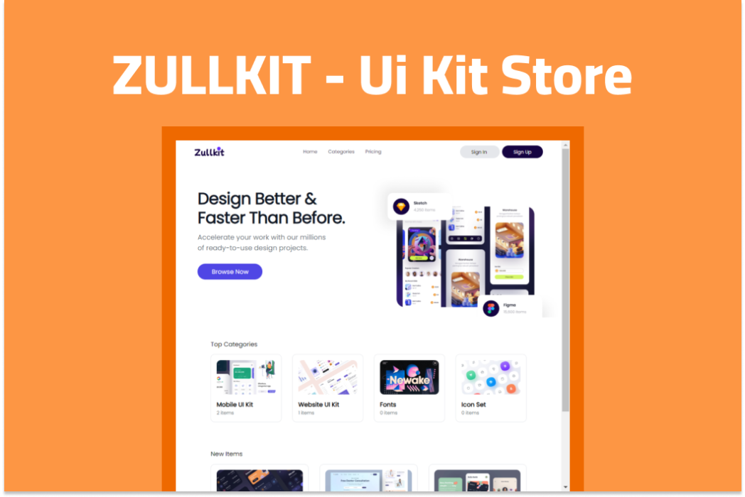 Hasil karya Zullkit - UI Kit Store belajar di BuildWithAngga