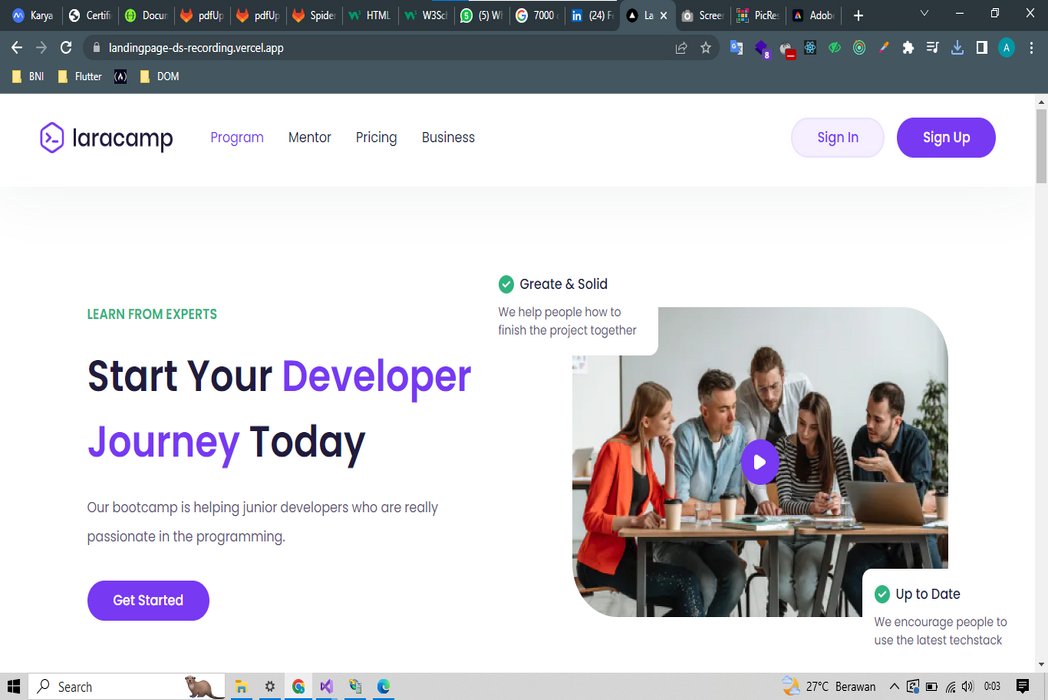 Hasil karya Landing Page With Design System React JS & Storybook belajar di BuildWithAngga