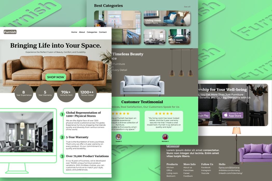 Hasil karya UI furnish landing page di BuildWithAngga