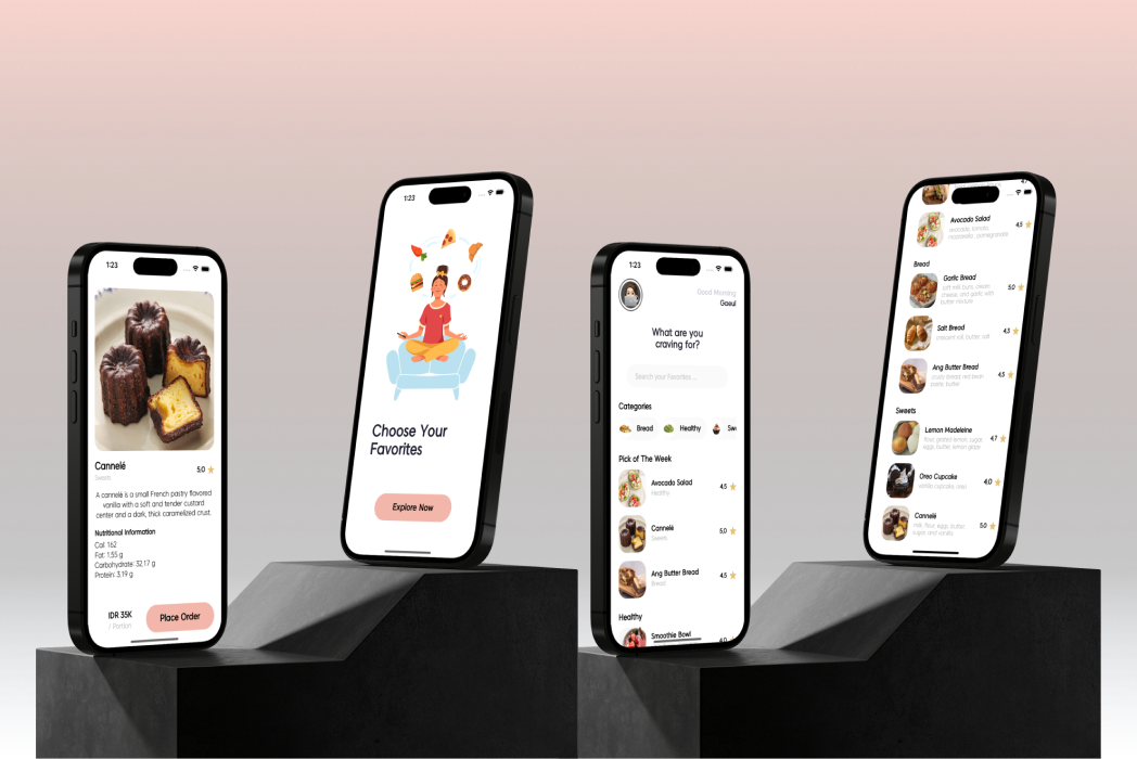 Hasil karya Build a Food app using Figma & XCode di BuildWithAngga