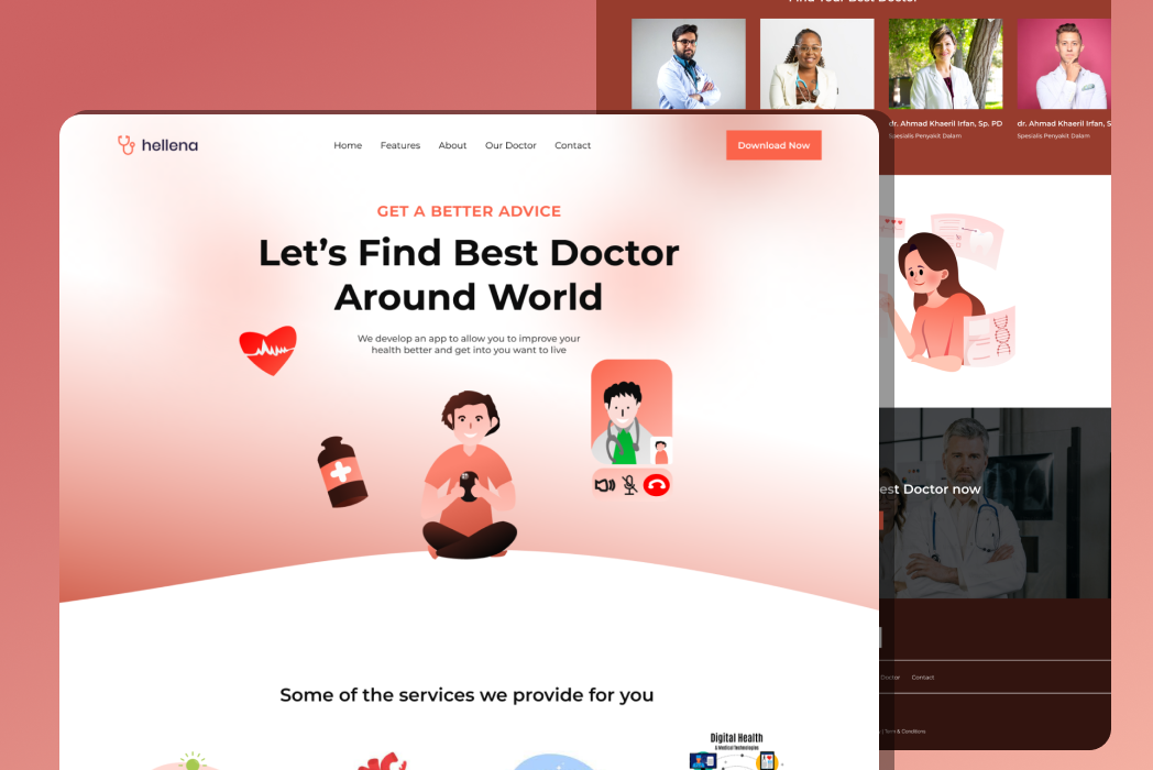 Hasil karya Landing Page Health Konsul App di BuildWithAngga