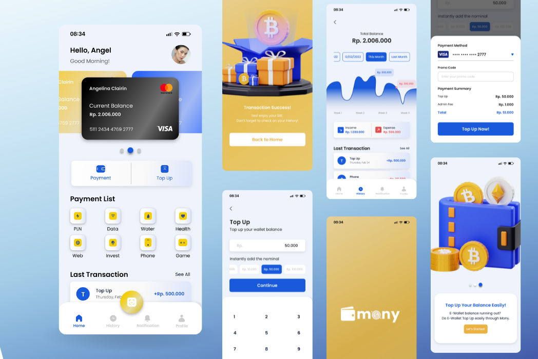 Hasil karya Mony - E-Wallet Mobile App di BuildWithAngga