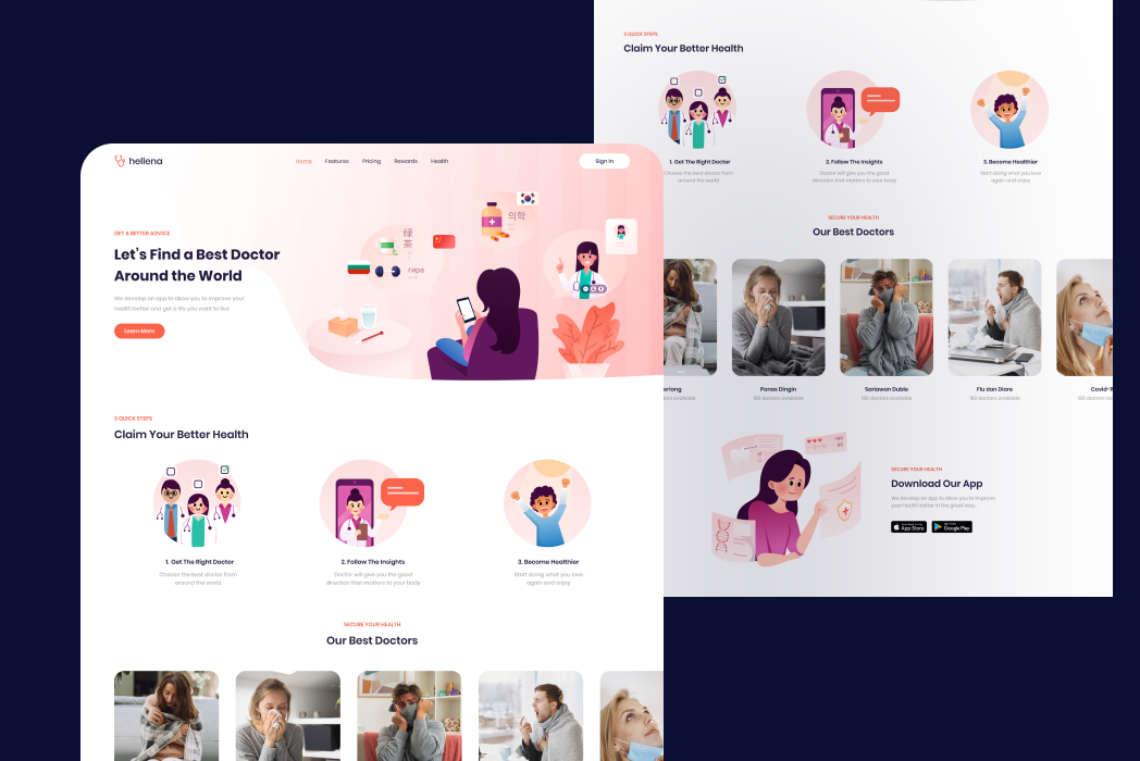 Hasil karya Helena Doctor Consultation Landing Page di BuildWithAngga