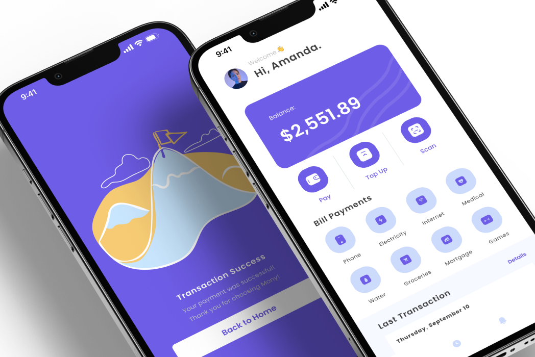 Hasil karya Mony - E Wallet App di BuildWithAngga