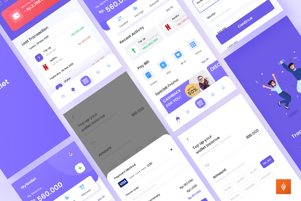 Hasil karya Mywallet App belajar di BuildWithAngga