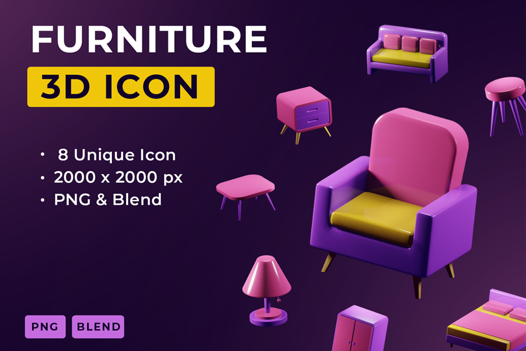 Hasil karya Furniture 3D Icon di BuildWith Angga