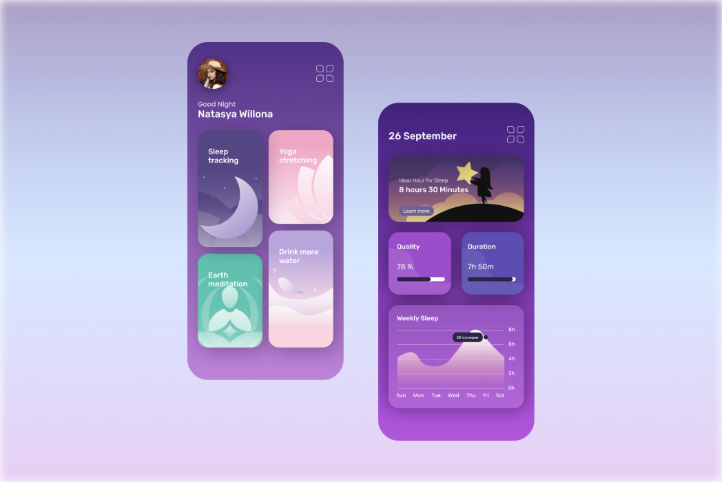 Hasil karya Sleep Tracker App Design belajar di BuildWithAngga