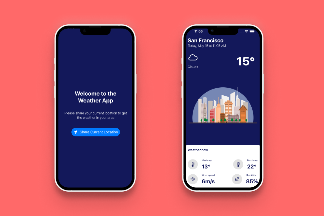 Hasil karya Weather App di BuildWithAngga