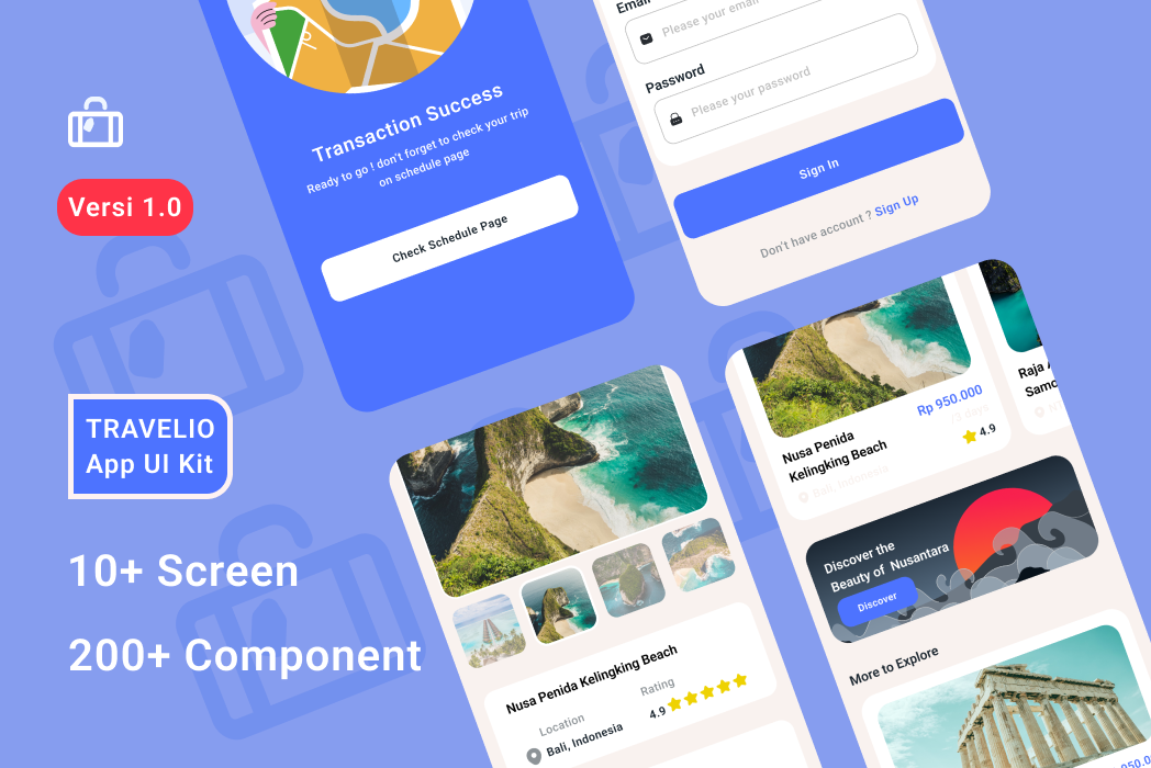 Hasil karya Travelio App UI Kit di BuildWithAngga