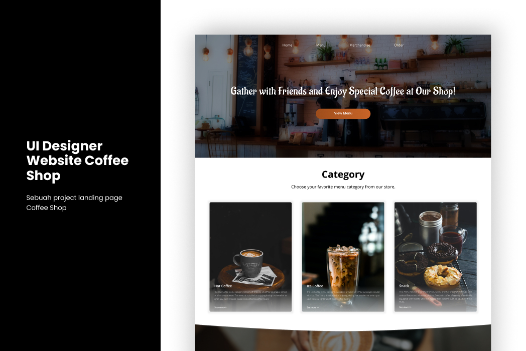 Hasil karya Landing Page Coffee Shop di BuildWithAngga