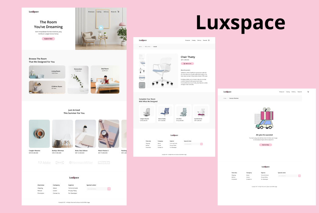 Hasil karya projek luxspace furniture belajar design dan code di BuildWithAngga