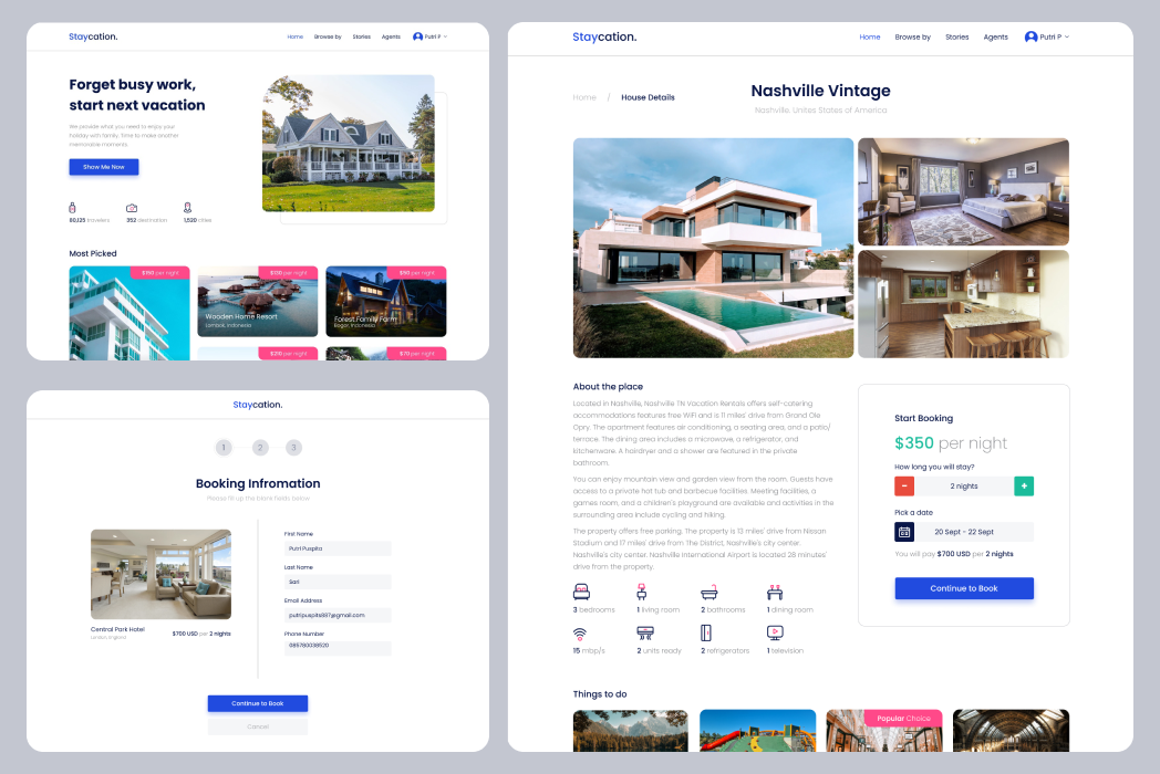 Hasil karya Staycation - Website booking di BuildWithAngga