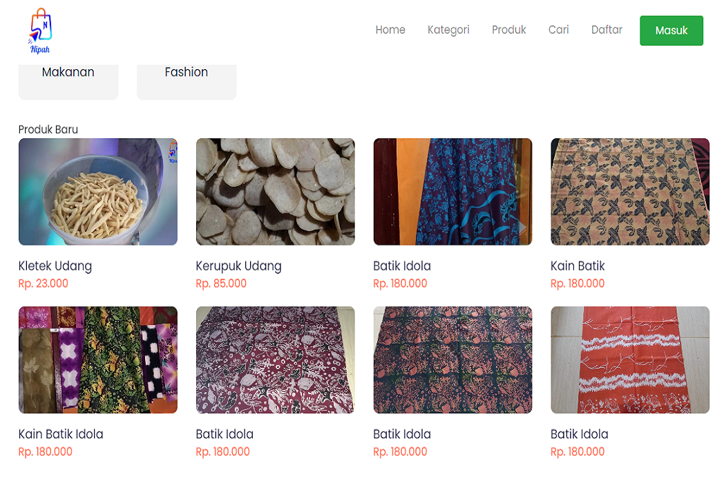 Hasil karya Online Shop di BuildWithAngga