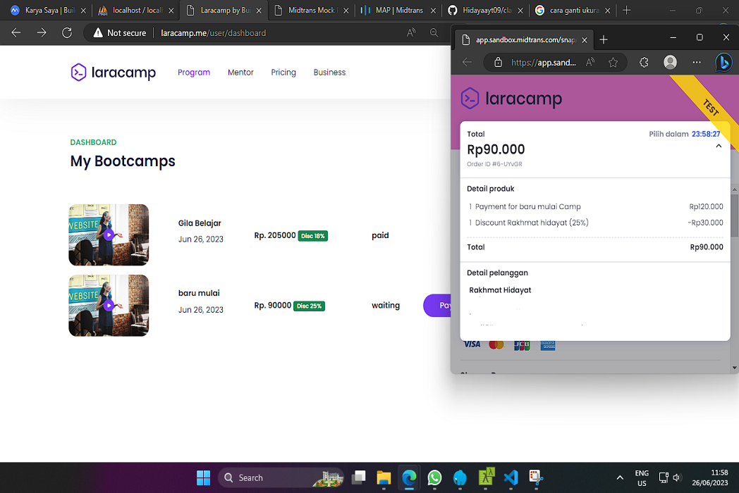 Hasil karya Laracamp Web di BuildWithAngga