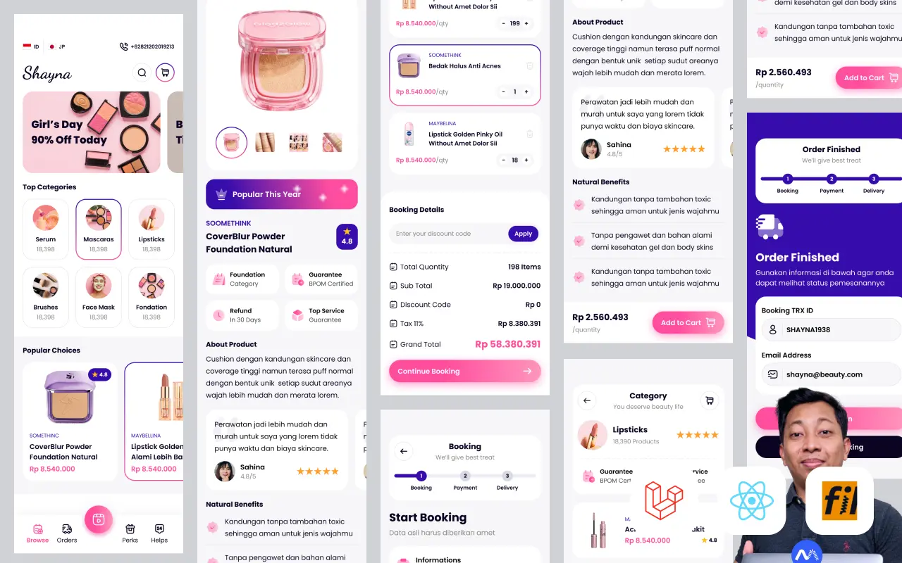 Kelas Full Stack React, TypeScript, Laravel 11: Cosmetics Ecommerce di BuildWithAngga