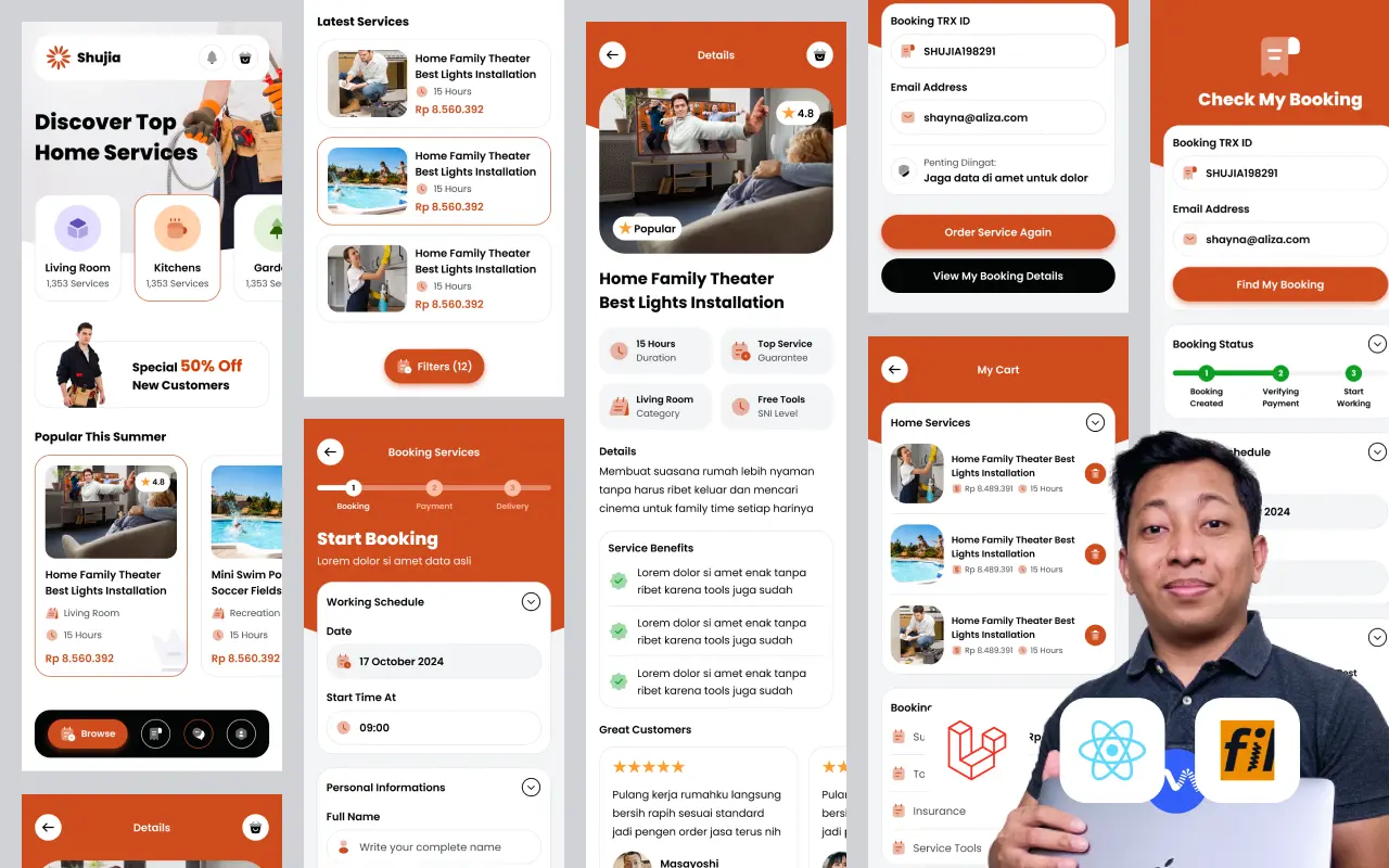 Kelas Full-Stack Laravel 11 React TypeScript: Web Book Home Service di BuildWithAngga