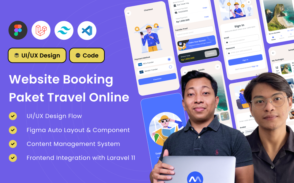Kelas Learn UI/UX Design & Laravel 11:Website Booking Travel Online di BuildWithAngga
